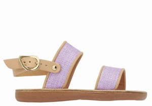 Sandały Casual Dziecięce Ancient Greek Sandals Little Clio Rafia Soft Fioletowe Beżowe | IYF2996OB