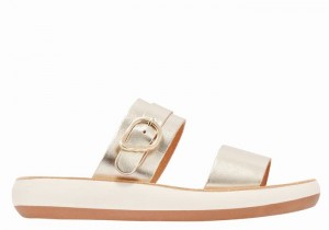 Sandały Do Wsuwania Damskie Ancient Greek Sandals Preveza Comfort Złote Białe | VUW5467SR