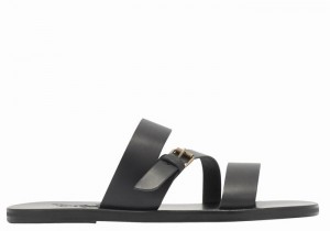 Sandały Do Wsuwania Męskie Ancient Greek Sandals Ifiklis Leather Czarne | GWM8858ET