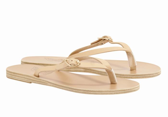 Japonki Damskie Ancient Greek Sandals Dihalo Leather Beżowe | DDI3541RD