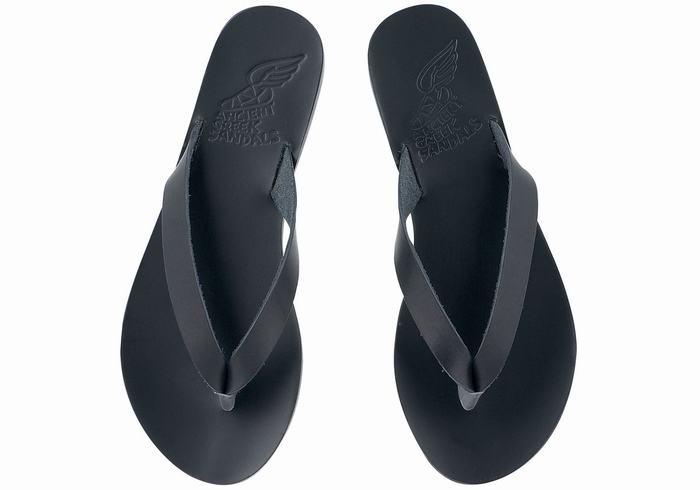 Japonki Damskie Ancient Greek Sandals Hera Leather Czarne | BAT2069LY