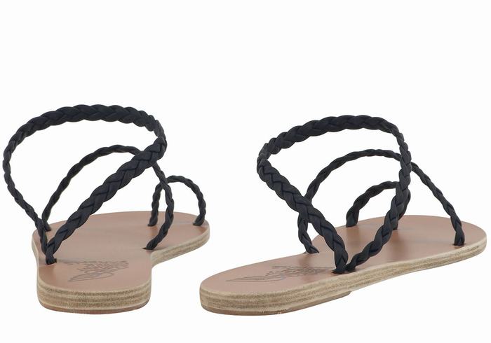 Plecione Sandały Damskie Ancient Greek Sandals Eleftheria Leather Ciemny Niebieskie | QZV140BW