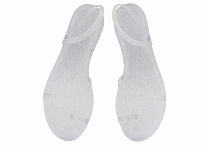 Plecione Sandały Damskie Ancient Greek Sandals Eleftheria Szare Srebrne | HTO2371ED