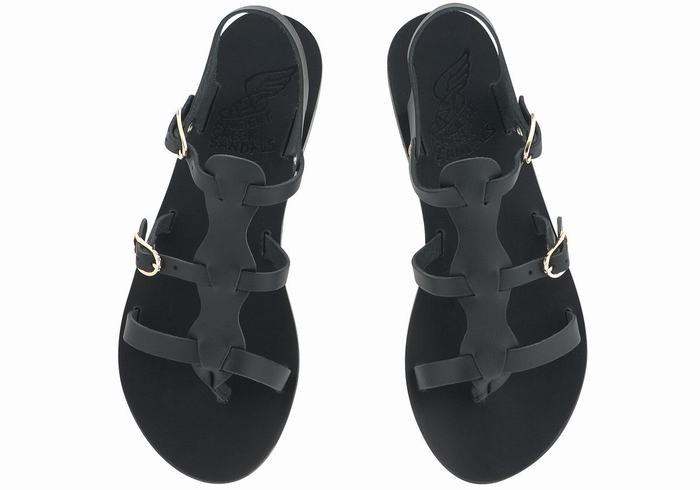 Sandały Casual Damskie Ancient Greek Sandals Grace Kelly Leather Czarne | YTW4167GF