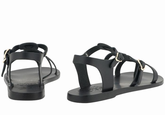 Sandały Casual Damskie Ancient Greek Sandals Grace Kelly Leather Czarne | YTW4167GF