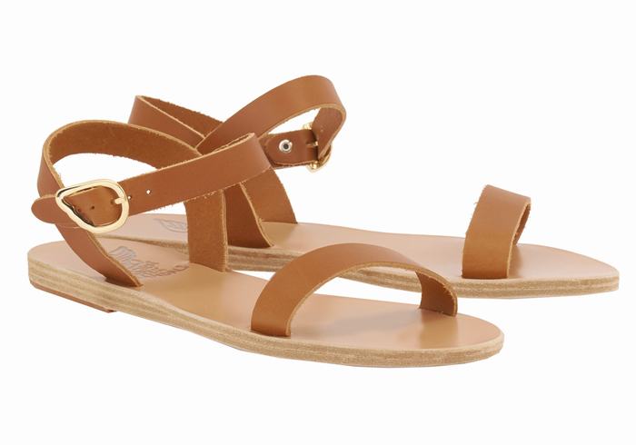 Sandały Casual Damskie Ancient Greek Sandals Drama New Leather Ciemny Brązowe | HLE1162MZ