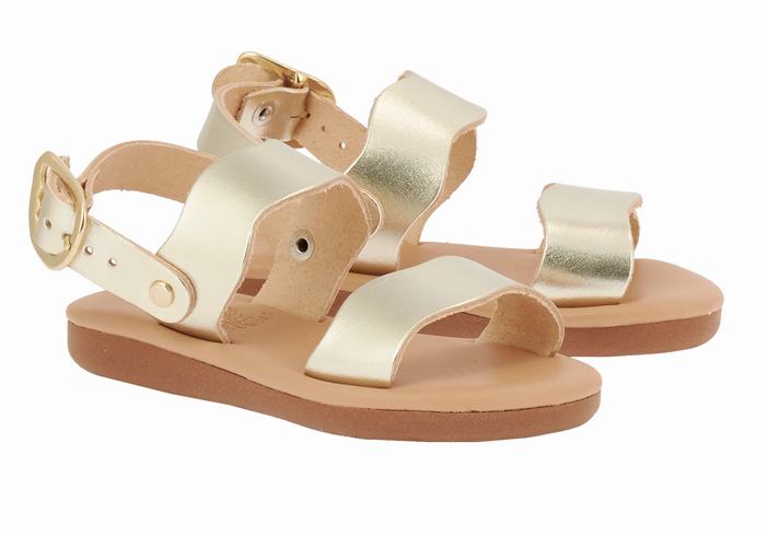 Sandały Casual Dziecięce Ancient Greek Sandals Little Calamos Soft Złote Białe | PAF6982WE