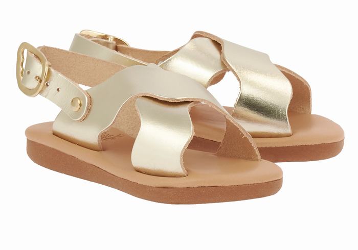 Sandały Casual Dziecięce Ancient Greek Sandals Little Atokos Soft Złote Białe | MIK3580LN
