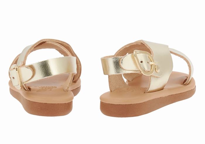 Sandały Casual Dziecięce Ancient Greek Sandals Little Atokos Soft Złote Białe | MIK3580LN