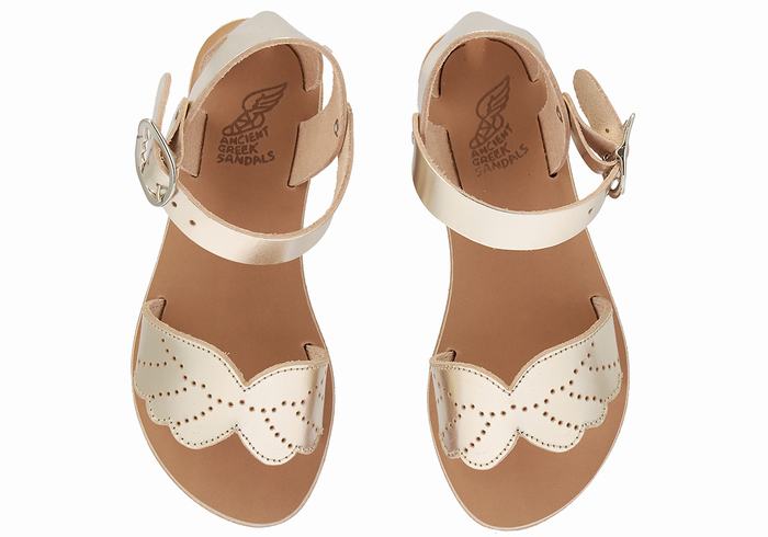 Sandały Casual Dziecięce Ancient Greek Sandals Little Andromeda Soft Złote Białe | QLT9762CU