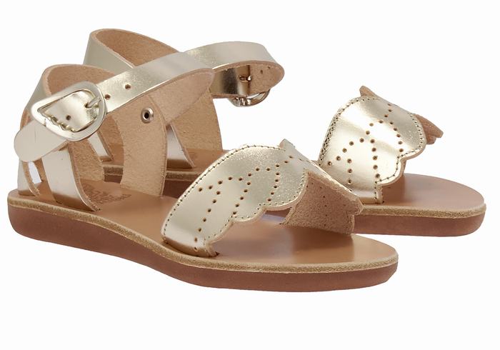 Sandały Casual Dziecięce Ancient Greek Sandals Little Andromeda Soft Złote Białe | QLT9762CU