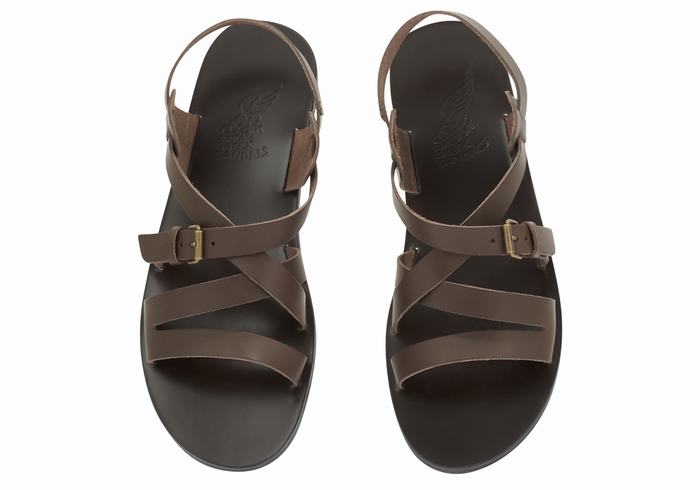 Sandały Casual Męskie Ancient Greek Sandals Hercules Leather Czekolada | JSS4438JV