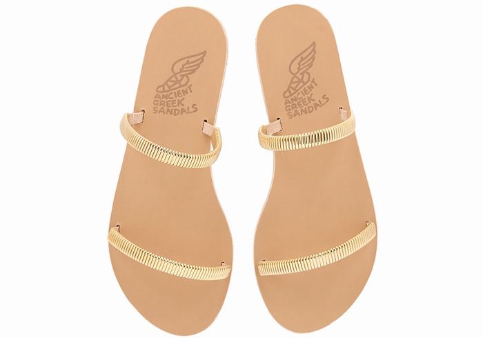 Sandały Do Wsuwania Damskie Ancient Greek Sandals Saita Złote Beżowe | SZR9641LA