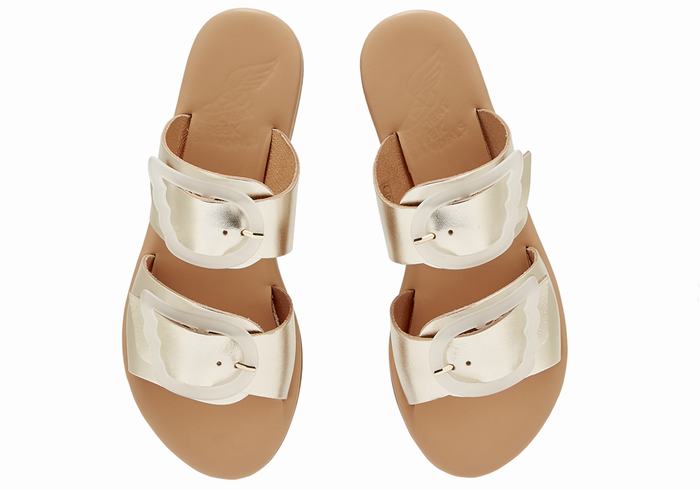 Sandały Do Wsuwania Damskie Ancient Greek Sandals Iaso Złote Białe | UQE698OX