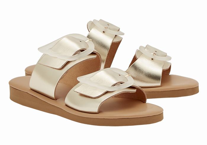 Sandały Do Wsuwania Damskie Ancient Greek Sandals Iaso Złote Białe | UQE698OX