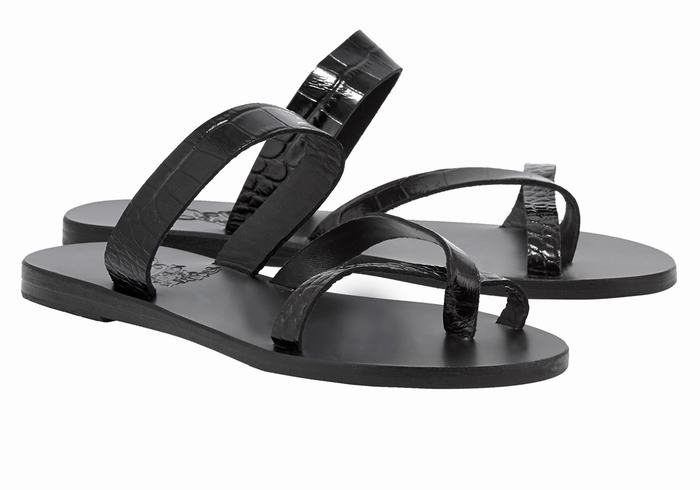 Sandały Do Wsuwania Damskie Ancient Greek Sandals Daphnae Czarne | LVH7169VB
