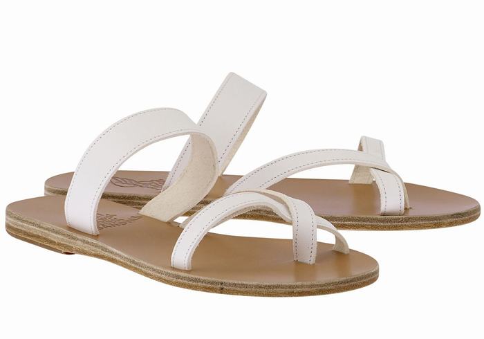Sandały Do Wsuwania Damskie Ancient Greek Sandals Daphnae Leather Białe | HKQ464HL