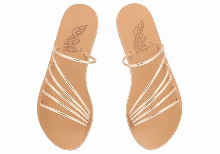 Sandały Do Wsuwania Damskie Ancient Greek Sandals Adriani Złote Białe | FQS4563TR