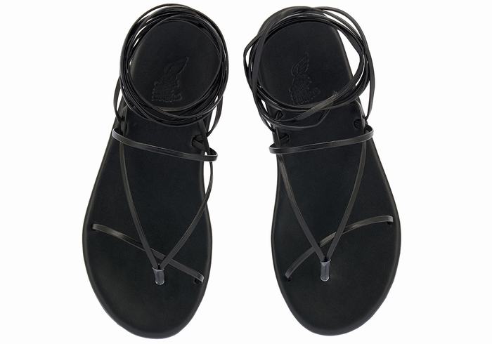 Sandały Gladiatorki Damskie Ancient Greek Sandals String Czarne | QOB1242NX