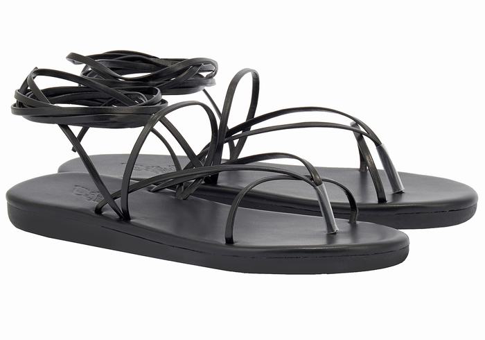 Sandały Gladiatorki Damskie Ancient Greek Sandals String Czarne | QOB1242NX