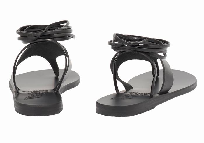 Sandały Gladiatorki Damskie Ancient Greek Sandals Nychta Leather Czarne | WJE506BB