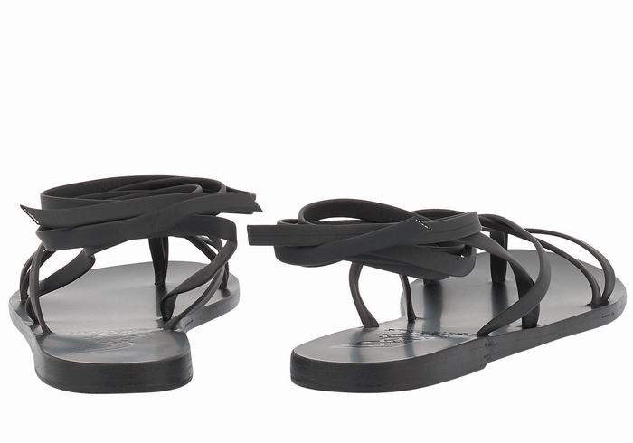 Sandały Gladiatorki Damskie Ancient Greek Sandals Morfi Leather Czarne | EHG1998YD