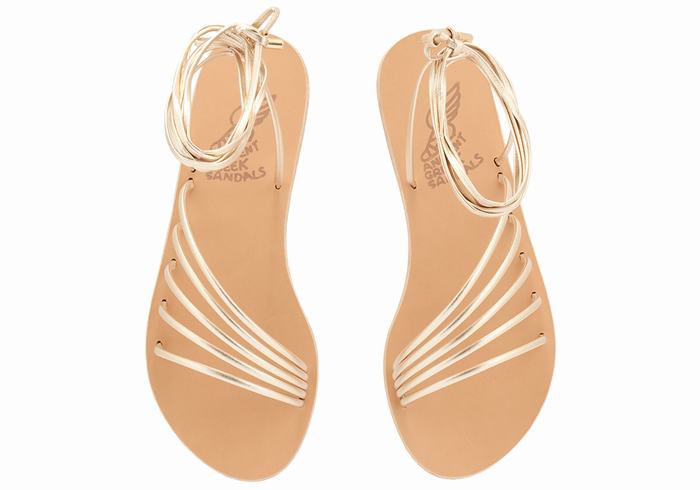 Sandały Gladiatorki Damskie Ancient Greek Sandals Ipoliti Złote Białe | AQL7262MZ