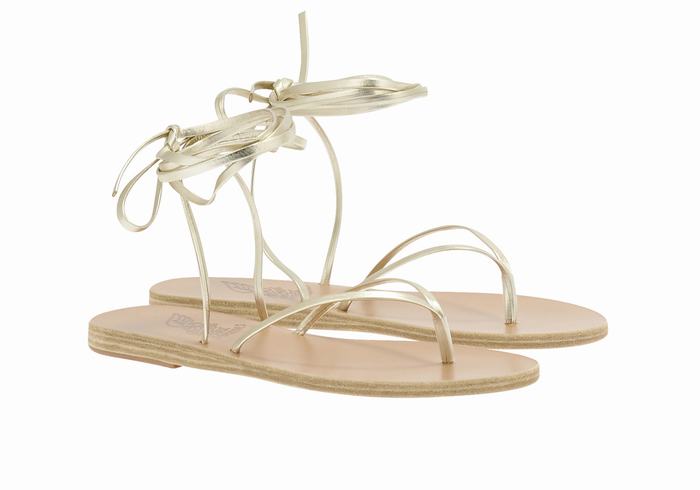Sandały Gladiatorki Damskie Ancient Greek Sandals Celia Złote Białe | AJY9550YG