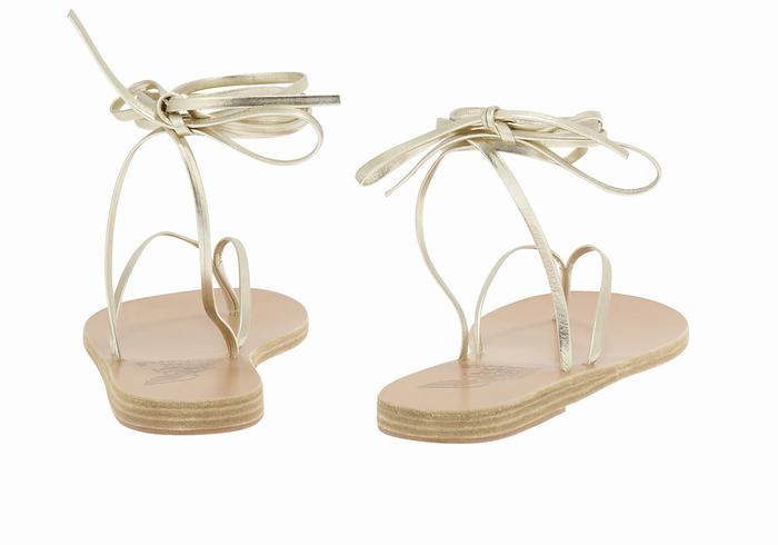 Sandały Gladiatorki Damskie Ancient Greek Sandals Celia Złote Białe | AJY9550YG