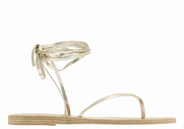 Sandały Gladiatorki Damskie Ancient Greek Sandals Celia Złote Białe | AJY9550YG
