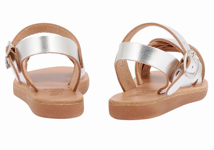 Sandały Płaskie Dziecięce Ancient Greek Sandals Little Electra Soft Srebrne | FWO7416IF