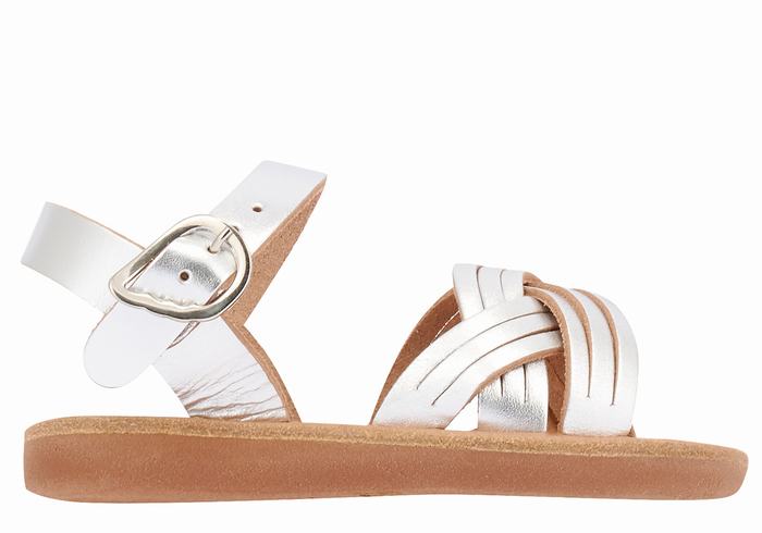 Sandały Płaskie Dziecięce Ancient Greek Sandals Little Electra Soft Srebrne | FWO7416IF