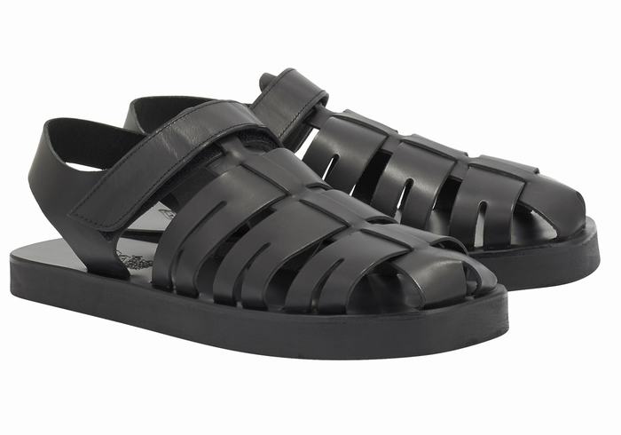 Sandały Rybaka Męskie Ancient Greek Sandals Tilemachos Czarne | QNX2351GH
