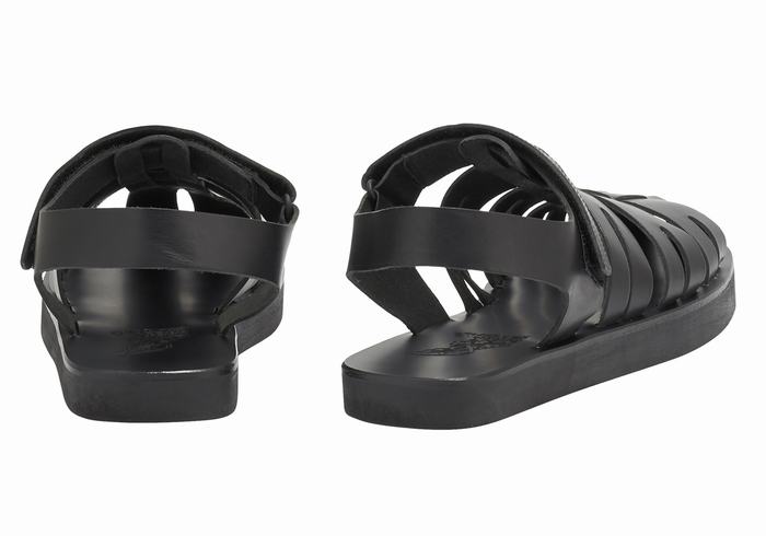 Sandały Rybaka Męskie Ancient Greek Sandals Tilemachos Czarne | QNX2351GH