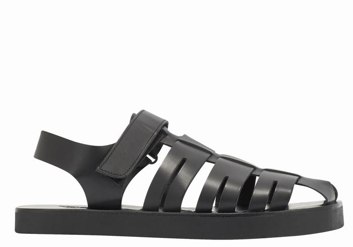 Sandały Rybaka Męskie Ancient Greek Sandals Tilemachos Czarne | QNX2351GH