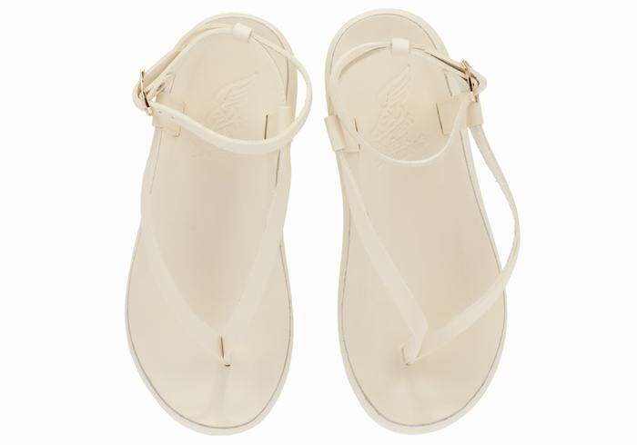 Sandały Z Paskami Damskie Ancient Greek Sandals Salomi Comfort Białe | UFK6129EL