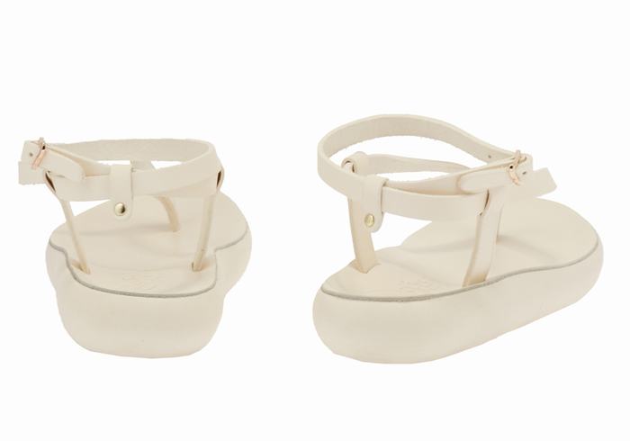 Sandały Z Paskami Damskie Ancient Greek Sandals Salomi Comfort Białe | UFK6129EL