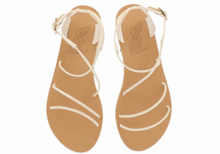 Sandały Z Paskami Damskie Ancient Greek Sandals Meloivia Białe | IIV4770KE