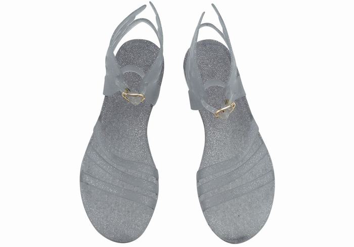 Sandały Z Paskami Damskie Ancient Greek Sandals Ikaria Szare Srebrne | ESO4657FI