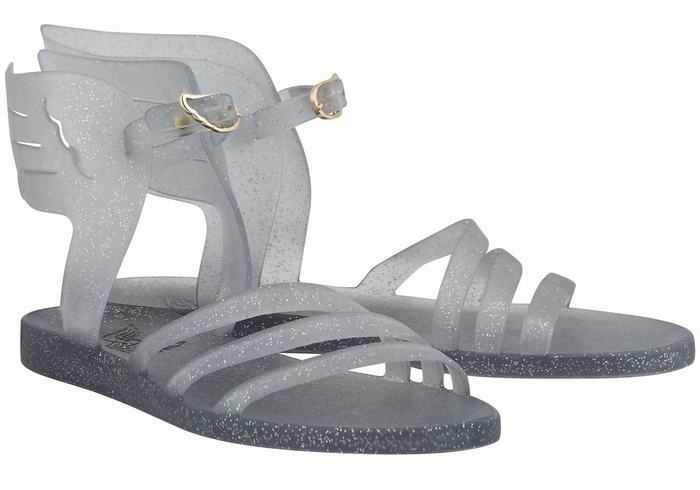 Sandały Z Paskami Damskie Ancient Greek Sandals Ikaria Szare Srebrne | ESO4657FI