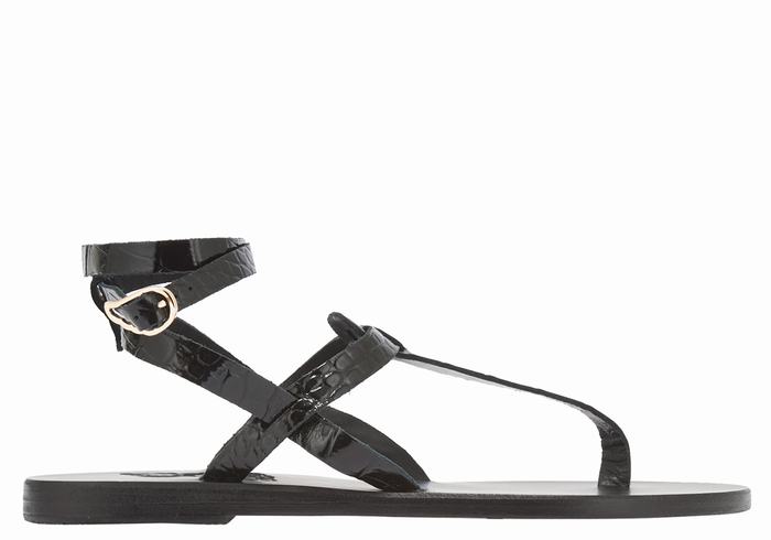 Sandały Z Paskami Damskie Ancient Greek Sandals Estia Czarne | AZF6370EW