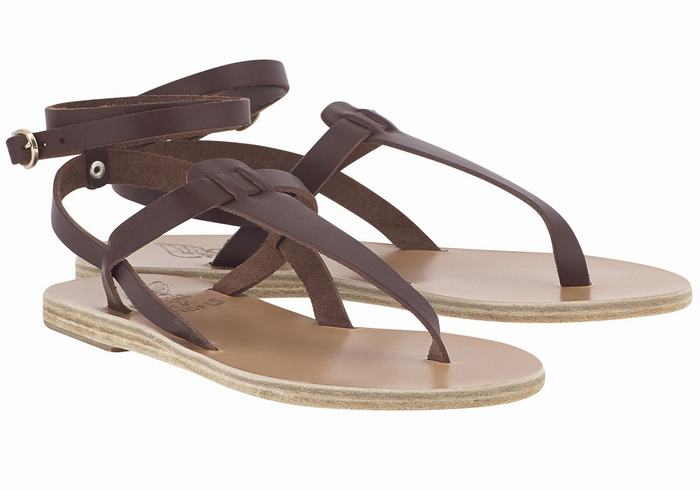 Sandały Z Paskami Damskie Ancient Greek Sandals Estia Leather Kawa | VBY1335KL