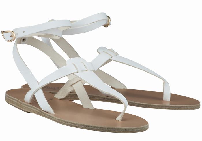 Sandały Z Paskami Damskie Ancient Greek Sandals Estia Leather Białe | ENS122KN