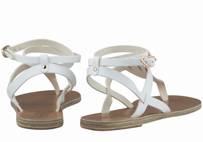 Sandały Z Paskami Damskie Ancient Greek Sandals Estia Leather Białe | ENS122KN