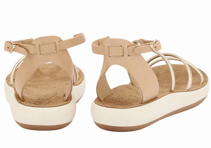 Sandały Z Paskami Damskie Ancient Greek Sandals Anastasia Comfort Beżowe Złote Białe | OEM4134SZ