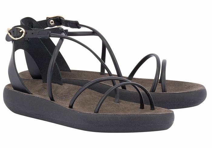Sandały Z Paskami Damskie Ancient Greek Sandals Anastasia Comfort Czarne | NHT6885YD