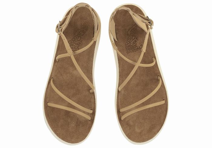 Sandały Z Paskami Damskie Ancient Greek Sandals Anastasia Comfort Beżowe | ZNI3723FQ