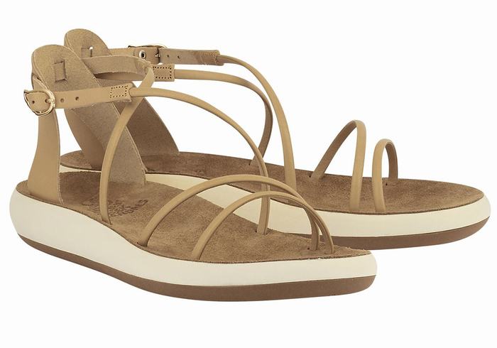 Sandały Z Paskami Damskie Ancient Greek Sandals Anastasia Comfort Beżowe | ZNI3723FQ