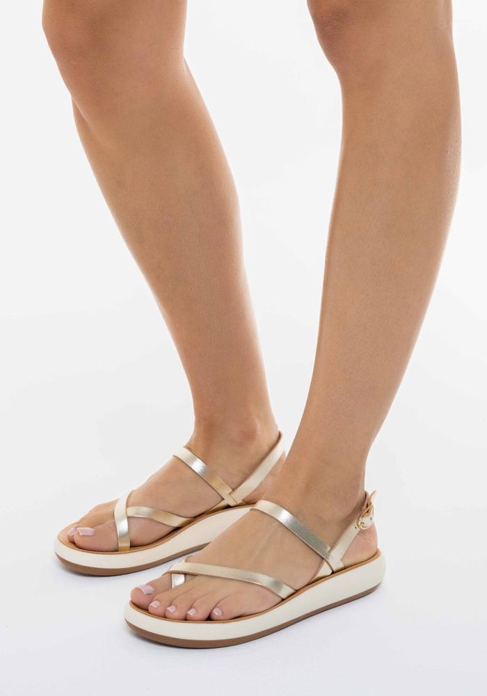 Sandały Z Paskiem Na Plecy Damskie Ancient Greek Sandals Tereza Comfort Złote Białe | VLG4165MT