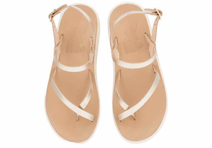 Sandały Z Paskiem Na Plecy Damskie Ancient Greek Sandals Tereza Comfort Złote Białe | VLG4165MT